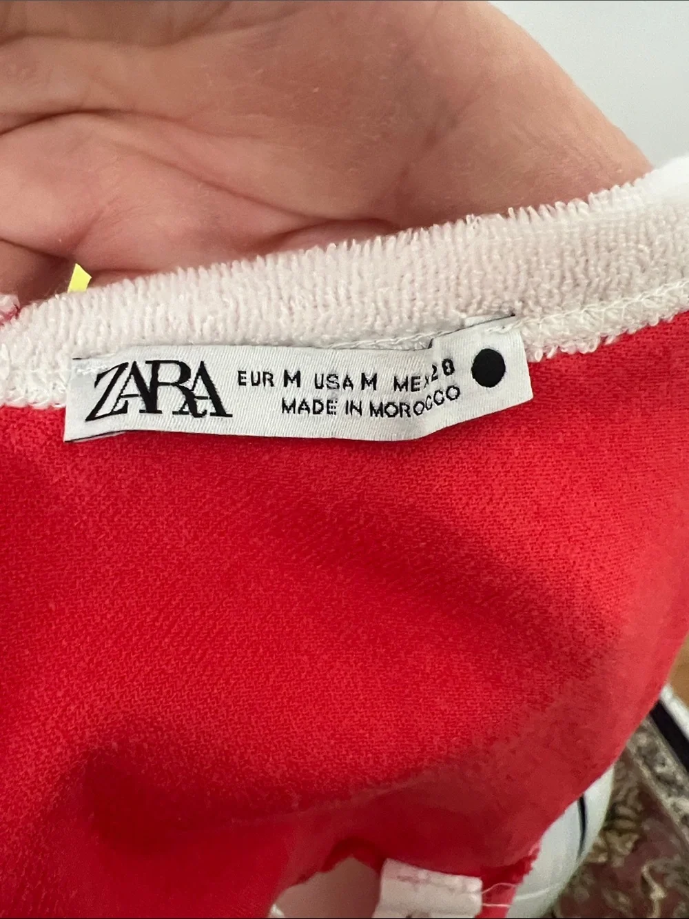 Zara Red and Cream Terry Bralette with Keyhole